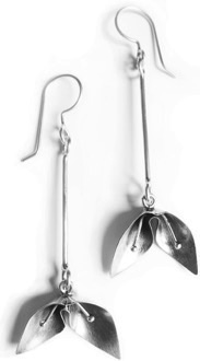 LILY $115-sterling silver earrings with mizzy texture in blossoms (2" long not including ear wire)
